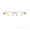 RECTANGE UNISE RECTANGE DOUBLE COULEUR Halfless Metal Eyeglass